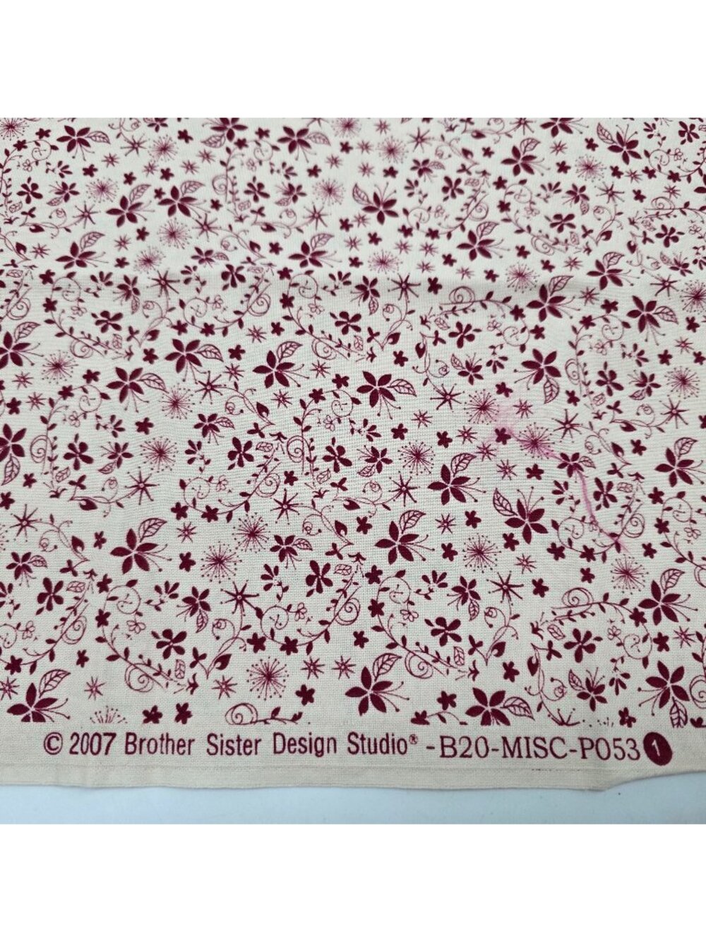 Quilting Fabric Burgundy Flowers Studio Fabric Fat Quarter 18"x22"